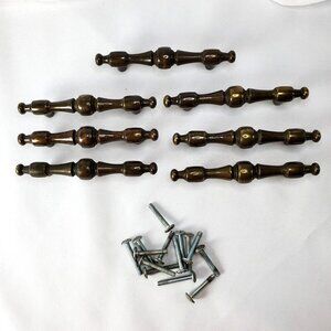 7 Vintage Brass Drawer Pulls Handles With Screws 3" Center Hole Spacing